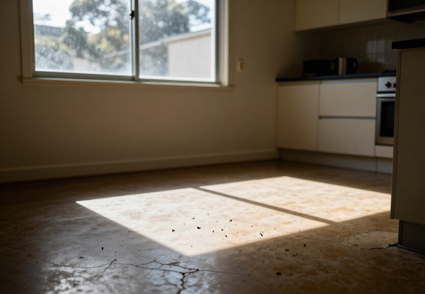 Rodent droppings in a Sutherland garage before treatment